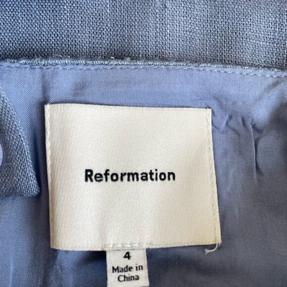 NEW Reformation Everett Linen Midi Dress Cornflower Blue | US 4 UK 8 - Picture 13 of 14